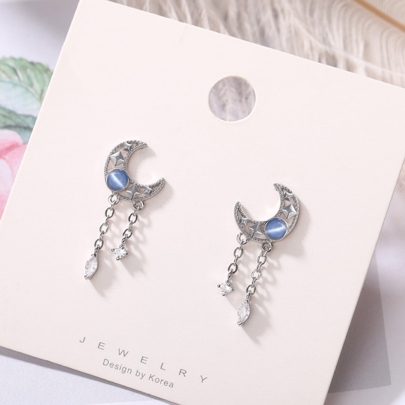 Wholesale Colorful Hollow Moon Tassel Earrings