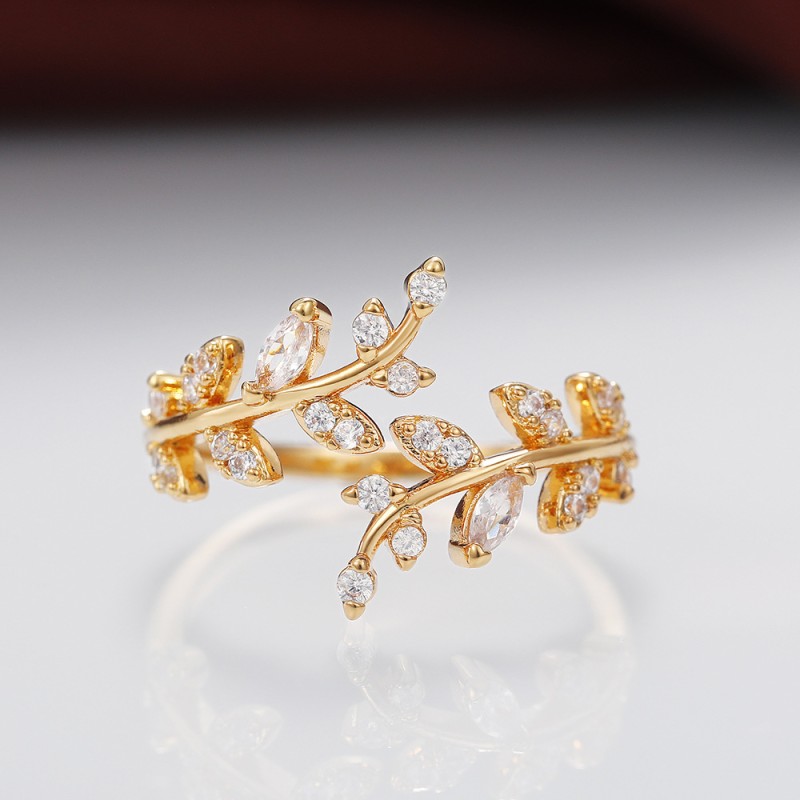 Wholesale Leaf Finger Ring Opening Adjustable Ring