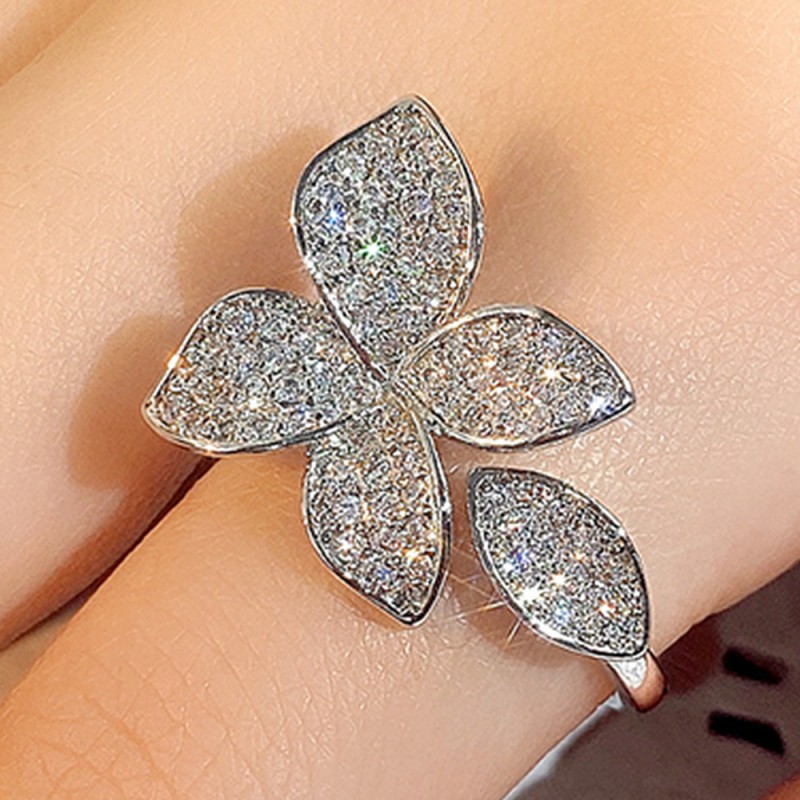 Wholesale Copper Full Set Zircon Flower Ring