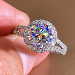 Anillo De Bolsa Redonda De Circonita Con Microincrustaciones Clásicas Al Por Mayor