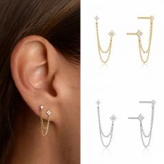 Pendientes De Diamantes Con Flecos De Cadena Al Por Mayor