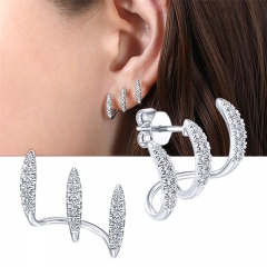 Wholesale Three-claw Curved Zircon Earrings