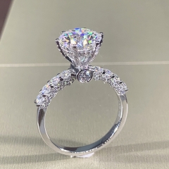 Anillo De Cristal Chapado En Oro Blanco Al Por Mayor