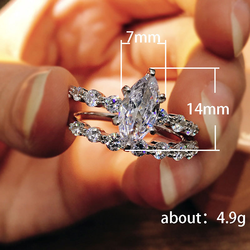 Wholesale Full Diamond Zircon Ring Two-piece Set