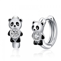 Wholesale Cute Little Panda Inlaid Zircon Earrings