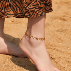 Wholesale Diamond Chain Plated 18K Real Gold Anklet