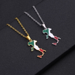 Venta Al Por Mayor Mapa Italiano Colgante Collar De Acero Inoxidable