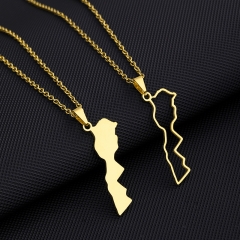 Wholesale Morocco Map Pendant Stainless Steel Necklace