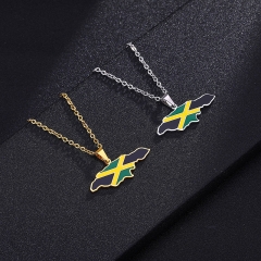 Venta Al Por Mayor África Jamaica Gotea Mapa Geométrico Colgante Collar