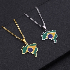 Wholesale Brazil Map Pendant Stainless Steel Oil Drop Necklace