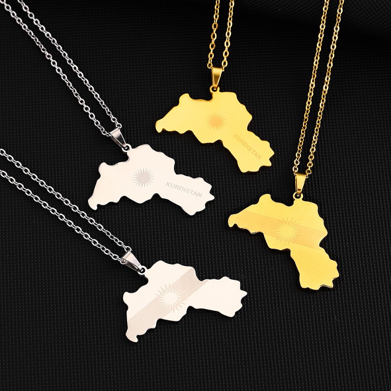 Wholesale Stainless Steel Kurdistan Map Necklace