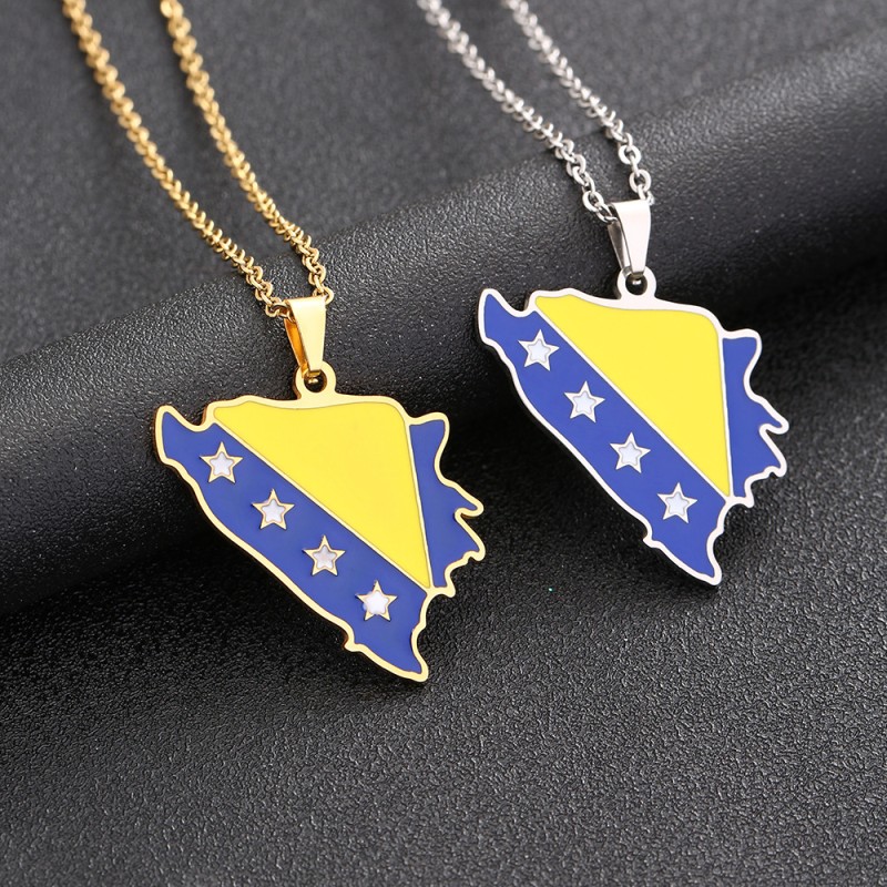 Venta Al Por Mayor De Acero Inoxidable Bosnia-Herzegovina Mapa Collar