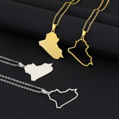 Collar De Modelado De Mapa Iraquí Hueco Brillante De Acero Inoxidable Al Por Mayor