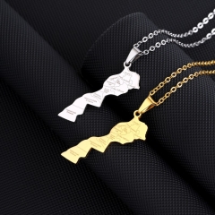 Wholesale Stainless Steel Morocco Map With City Pendant Necklace