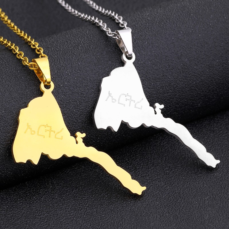 Wholesale Titanium Steel Eritrea Map Necklace