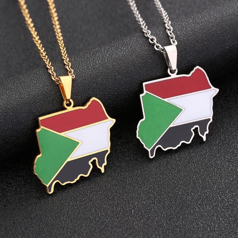 Wholesale Stainless Steel Republic Of Sudan Map Necklace