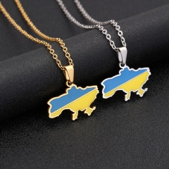 Collar Colgante De Mapa De Ucrania De Acero Inoxidable Al Por Mayor
