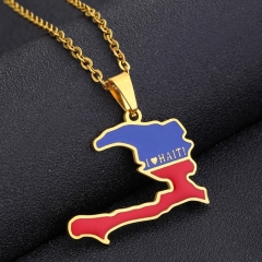 Wholesale Stainless Steel Drip Haiti Map Necklace