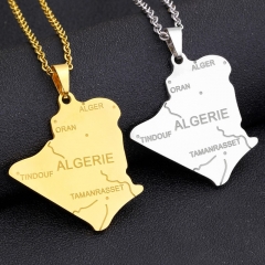 Wholesale Stainless Steel Algeria Map Pendant Necklace