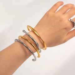 Wholesale 18K Gold Stainless Steel Shaped Opening Bracelet