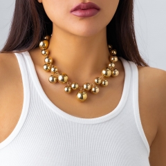Wholesale Exaggerated Big Beads Punk Imitation Pearl Collar