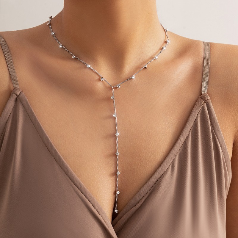 Wholesale Rhinestone Long Y-shaped Necklace