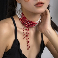 Collar De Cuentas Con Borlas De Gota De Sangre Gótica Al Por Mayor