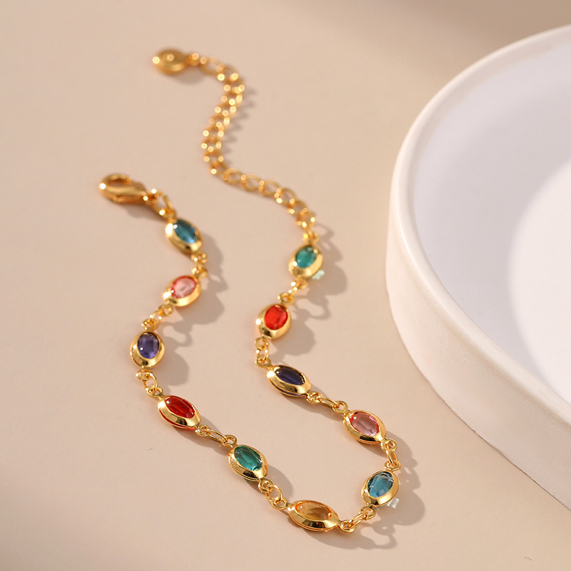 Wholesale Colorful Acrylic Plated 18K Real Gold Bracelet