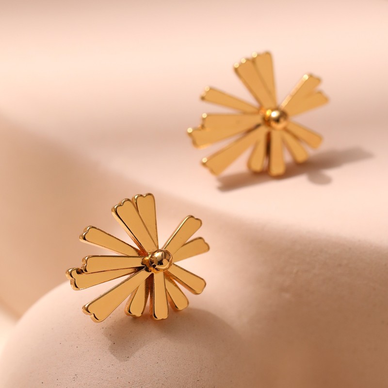 Wholesale Silver Needle Anti-allergy Geometric Irregular Petal Stud Earrings