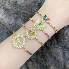Pulsera Ajustable De Extracción De Mariposa De Circón De Color Al Por Mayor