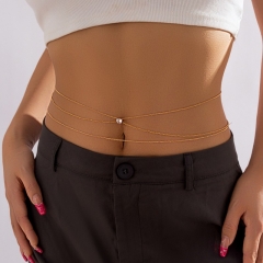 Wholesale Metal Chain Double Rhinestone Love Waist Chain