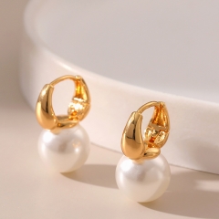 Wholesale Shell Bead Material Pearl Plated 18K Real Gold Earrings