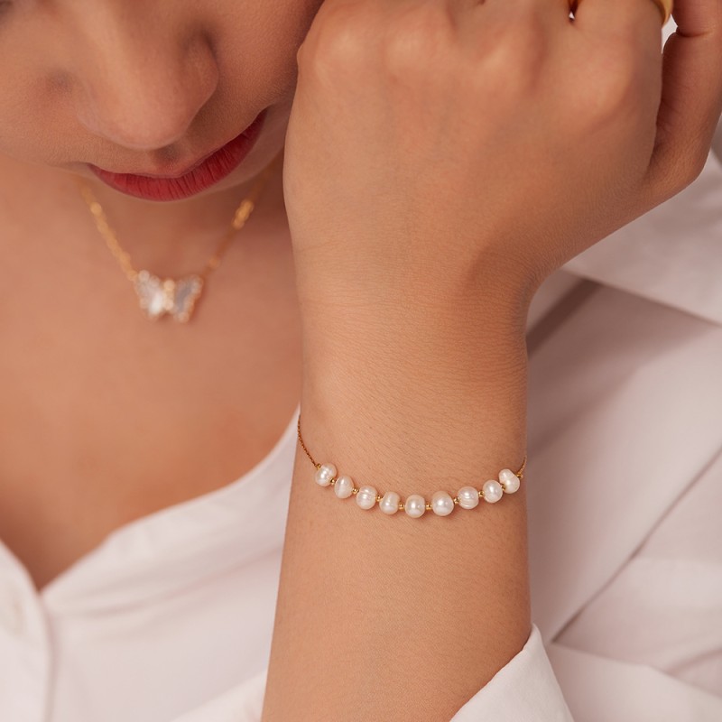 Wholesale Natural Freshwater Pearl Stainless Steel Bracelet