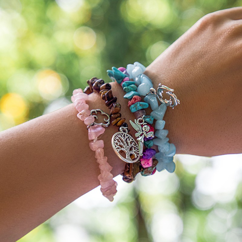 Pulsera De Amor Tejida De Color Con Cuentas De Piedra Triturada Al Por Mayor