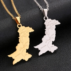 Wholesale Stainless Steel Pakistan Map With Urdu Pendant Necklace