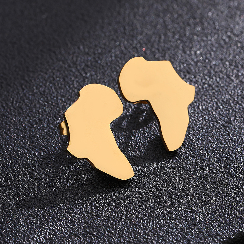 Wholesale Africa Map Stainless Steel Stud Earrings