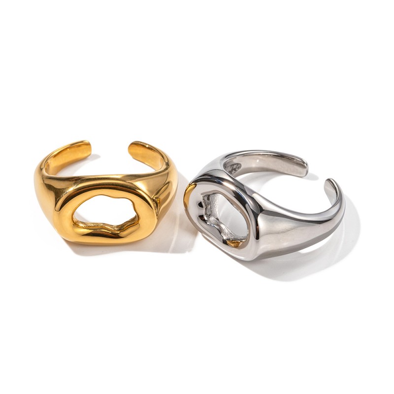 Wholesale 18K Gold Stainless Steel Open Hollow Ring