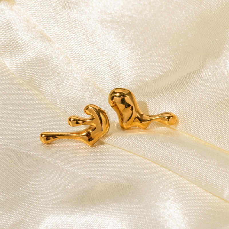 Wholesale 18k Gold Stainless Steel Left And Right Style Irregular Earrings
