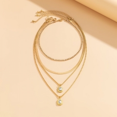 Wholesale Square Diamond Stacked Multi-layer Necklace