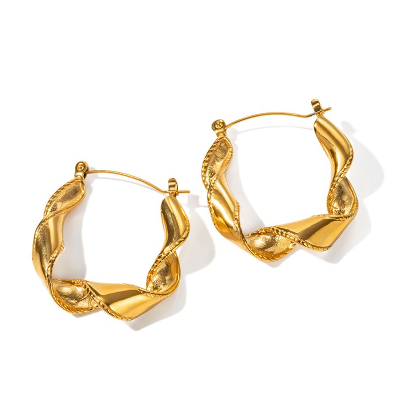 Wholesale 18K Gold Stainless Steel Wavy Earrings