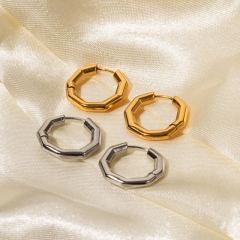 18k Gold Stainless Steel Symmetrical Bamboo Earrings Wholesale