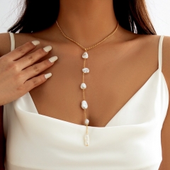 Pearl Chain Women French Collar Tassel Long Necklace Women Wholesale