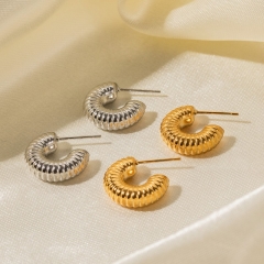 Stainless Steel Earrings 18K Gold Snail Shell C Shape Gold Plated Titanium Steel Earrings Wholesale