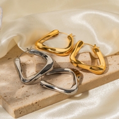 18k Gold Plated Stainless Steel Trapezoidal Earrings Women Earrings Supplier