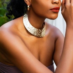 African Tribal Style Opening Necklace Metal Irregular Wide Version Corrugated Punk Collar Wholesaler