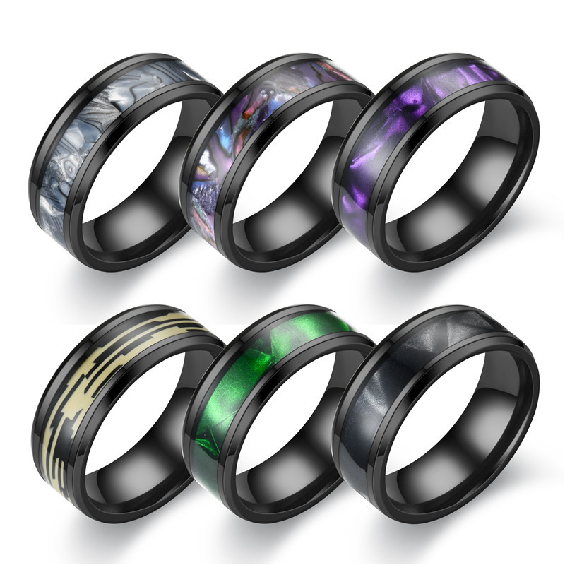 Black Elegant Colorful Purple Colorful Shell Ring Manufacturers