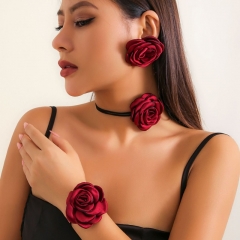 Vintage Rosa Flor Tridimensional Cuello Cuello Collar Mayorista