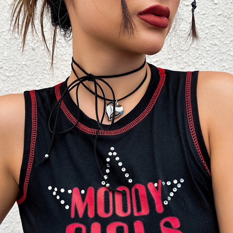 Black Rope Small Love Pull Sweet Cool Choker Punk Personality Retro Collar Flannel Necklace Wholesaler