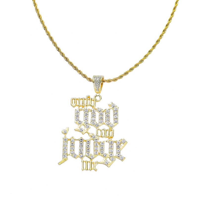 Diamond Letter Pendant Necklace Trendy Men Hiphop Fashion Necklace Wholesalers