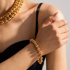 18K Gold Copper Beads Elastic 8mm Non-fading Necklace Bracelet Ring Wholesaler